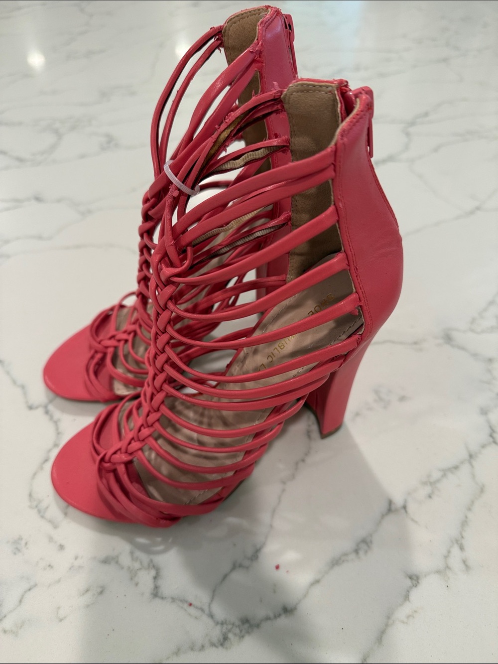 5/$25 Shoe Republic LA Coral Braided Strappy High-Heel Sandals